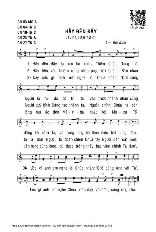 Thánh Vịnh 94, Hãy đến đây