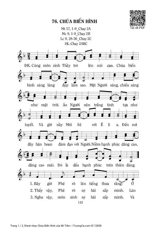 Sheet nhạc PDF bài Chúa Biến Hình