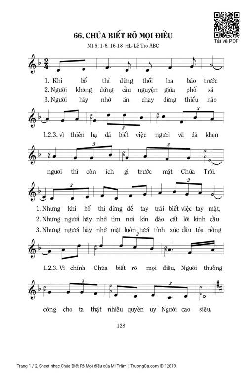 Sheet nhạc PDF bài Chúa Biết Rõ Mọi điều