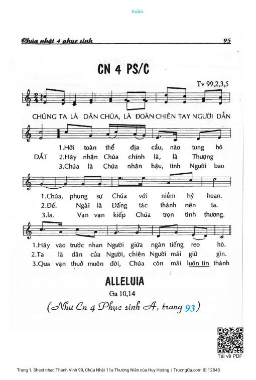 Sheet nhạc PDF bài Thánh Vịnh 99, Chúa Nhật 11a Thường Niên