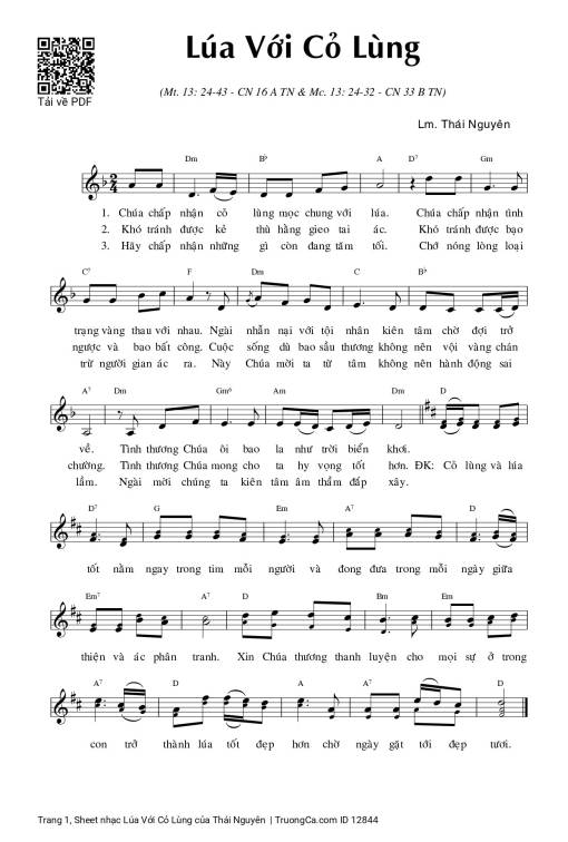 Sheet nhạc PDF bài Lúa Với Cỏ Lùng