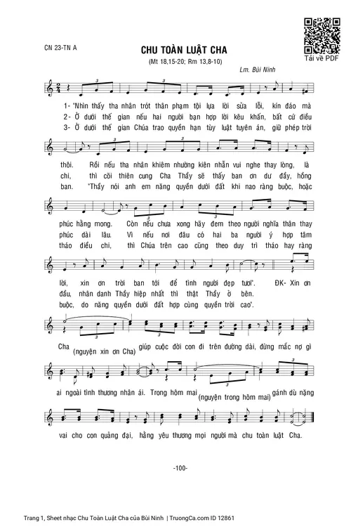 Sheet nhạc PDF bài Chu Toàn Luật Cha