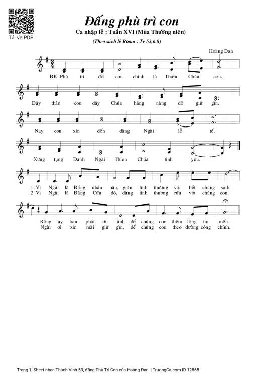 Sheet nhạc PDF bài Thánh Vịnh 53, đấng Phù Trì Con
