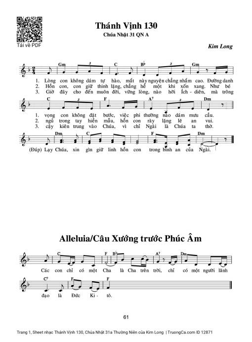 Thánh Vịnh 130, Chúa Nhật 31a Thường Niên