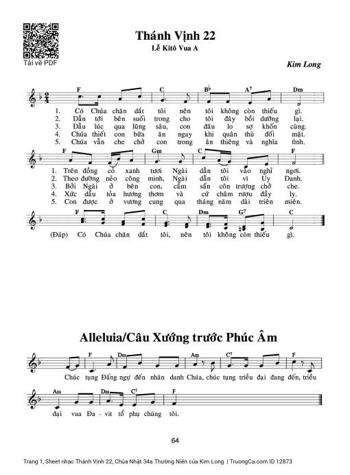 Thánh Vịnh 22, Chúa Nhật 34a Thường Niên