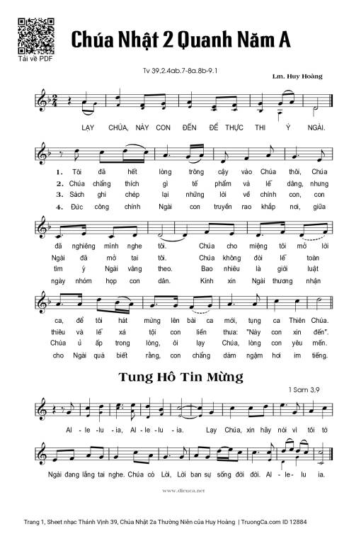 Thánh Vịnh 39, Chúa Nhật 2a Thường Niên