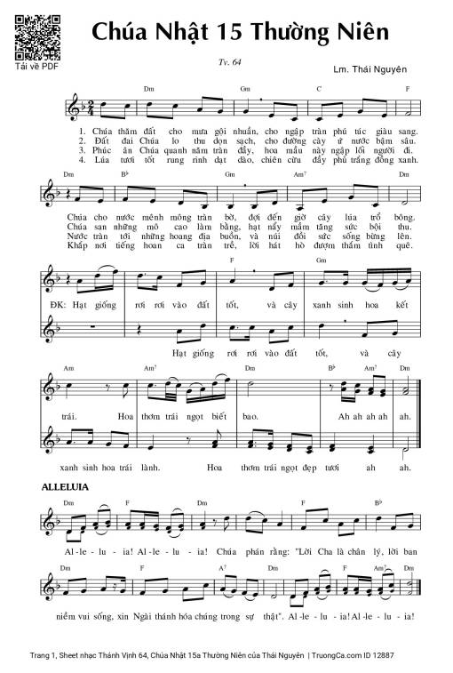 Thánh Vịnh 64, Chúa Nhật 15a Thường Niên