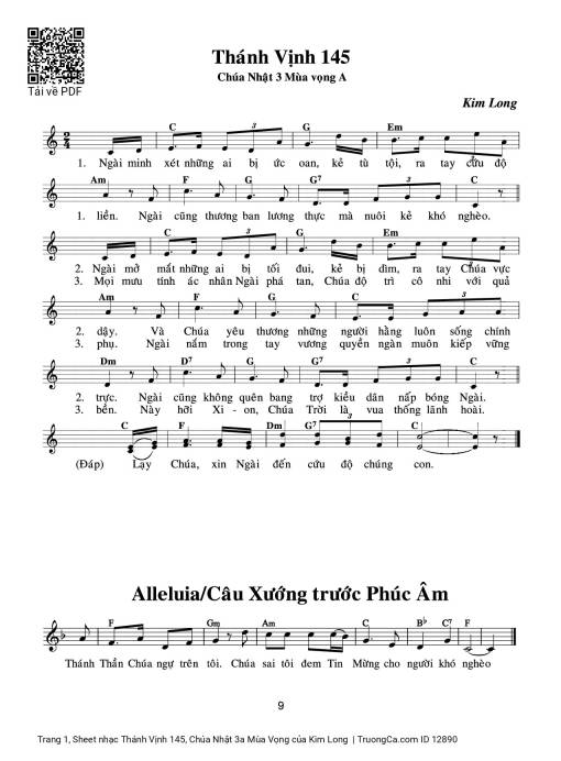 Sheet nhạc PDF bài Thánh Vịnh 145, Chúa Nhật 3a Mùa Vọng