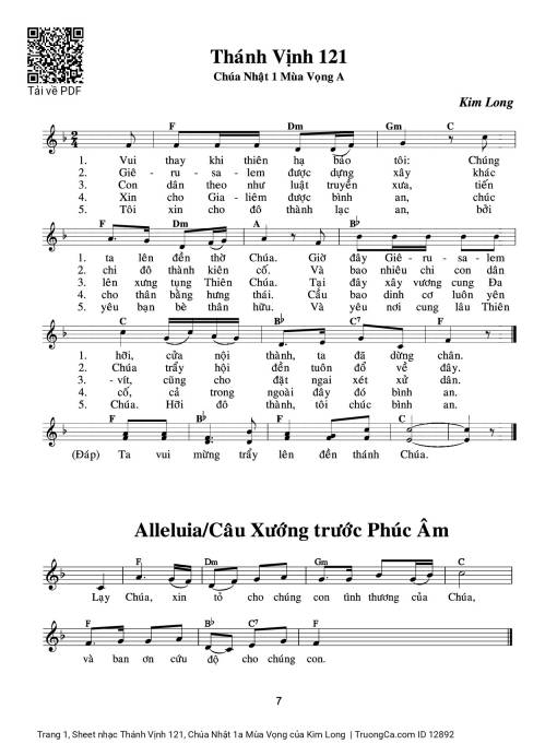 Thánh Vịnh 121, Chúa Nhật 1a Mùa Vọng