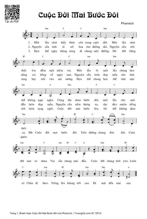 Sheet nhạc PDF bài Cuộc đời Mai Bước đôi