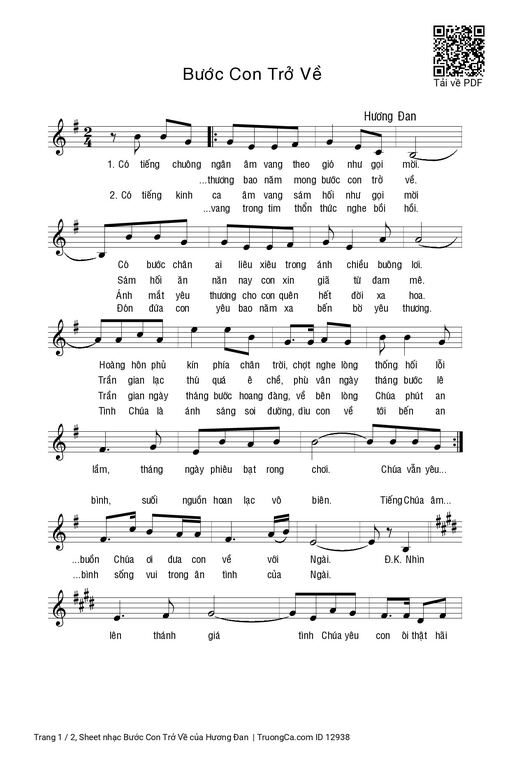 Sheet nhạc PDF bài Bước Con Trở Về