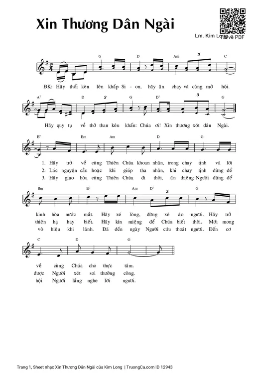 Sheet nhạc PDF bài Xin Thương Dân Ngài