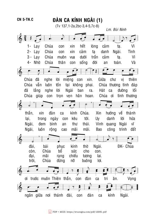 Thánh Vịnh 137, đàn Ca Kính Ngài. 1