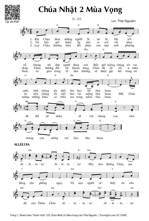 Thánh Vịnh 125, Chúa Nhật 2c Mùa Vọng