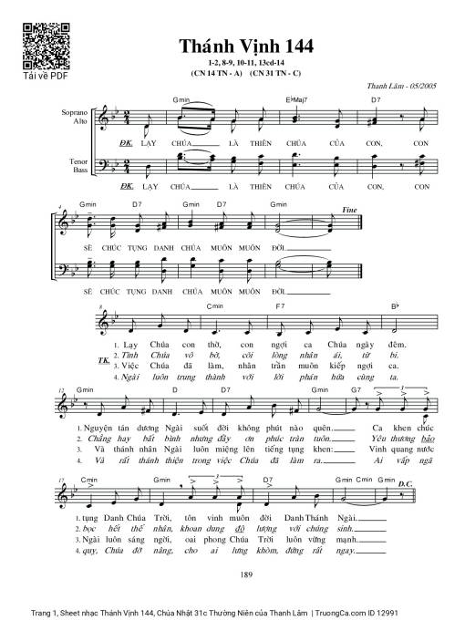 Thánh Vịnh 144, Chúa Nhật 31c Thường Niên