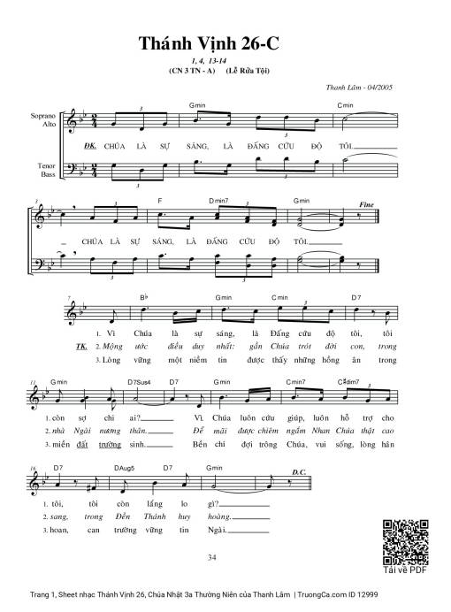 Thánh Vịnh 26, Chúa Nhật 3a Thường Niên