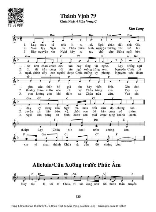 Sheet nhạc PDF bài Thánh Vịnh 79, Chúa Nhật 4c Mùa Vọng