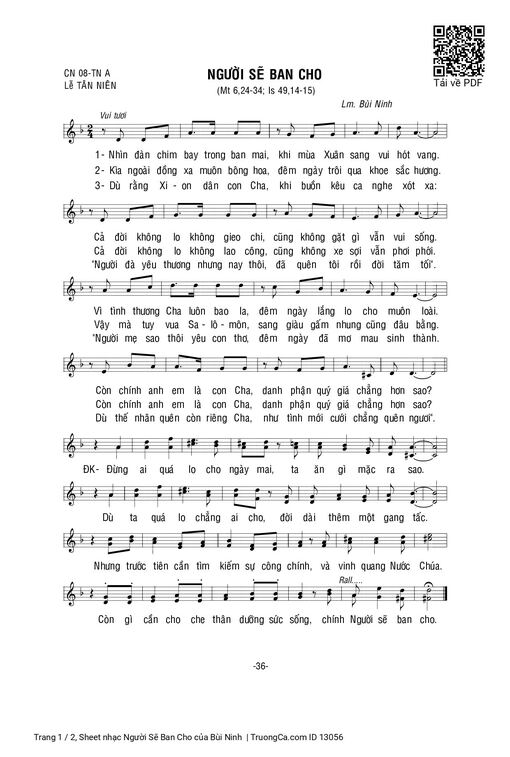 Sheet nhạc PDF bài Người Sẽ Ban Cho