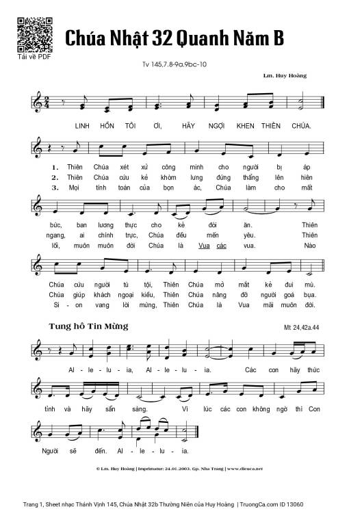 Thánh Vịnh 145, Chúa Nhật 32b Thường Niên