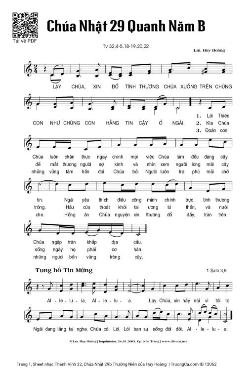 Thánh Vịnh 32, Chúa Nhật 29b Thường Niên