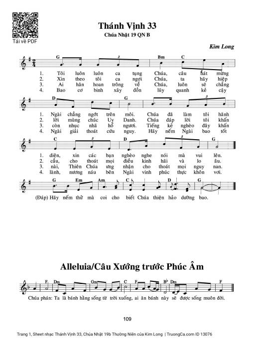 Thánh Vịnh 33, Chúa Nhật 19b Thường Niên