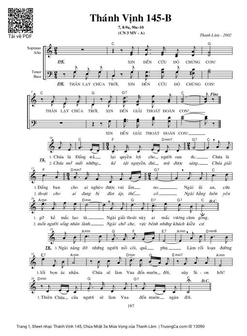 Sheet nhạc PDF bài Thánh Vịnh 145, Chúa Nhật 3a Mùa Vọng