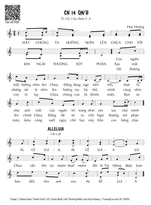 Thánh Vịnh 122, Chúa Nhật 14b Thường Niên