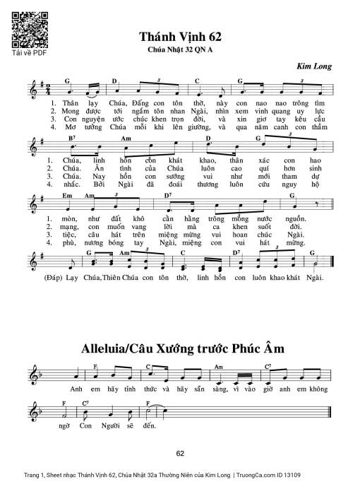 Thánh Vịnh 62, Chúa Nhật 32a Thường Niên