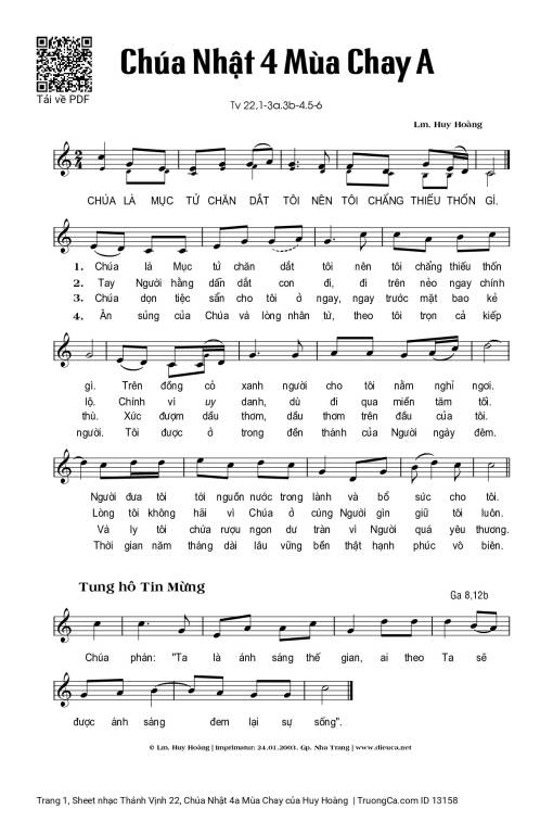 Thánh Vịnh 22, Chúa Nhật 4a Mùa Chay