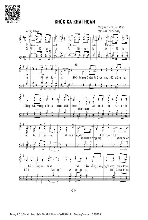 Sheet nhạc PDF bài Khúc Ca Khải Hoàn