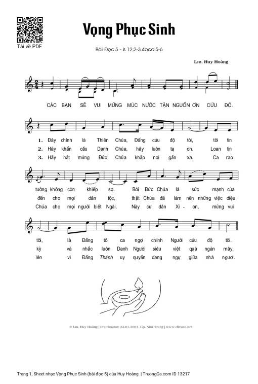 Sheet nhạc PDF bài Vọng Phục Sinh (bài đọc 5)