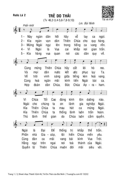 Sheet nhạc PDF bài Thánh Vịnh 46, Trẻ Do Thái