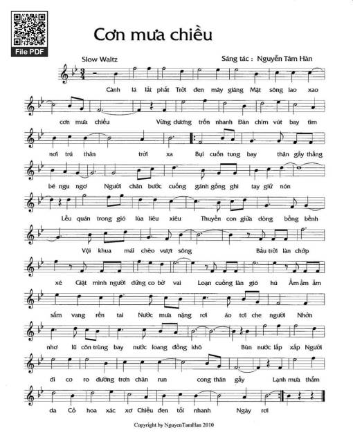 Sheet nhạc PDF bài Cơn mưa chiều