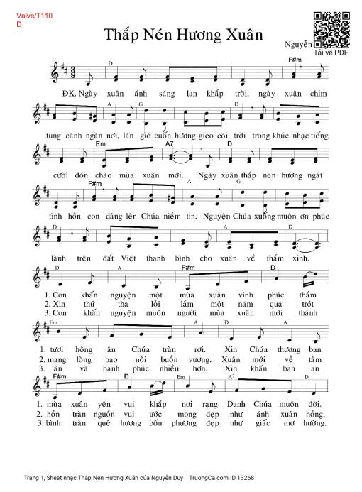 Sheet nhạc PDF bài Thắp Nén Hương Xuân
