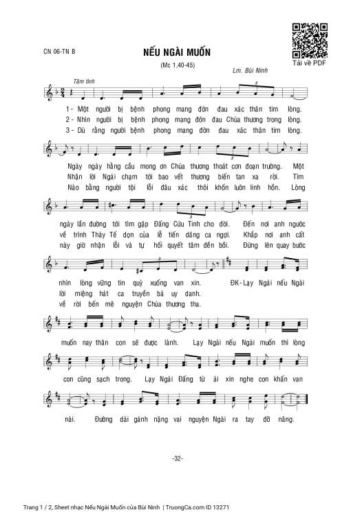 Sheet nhạc PDF bài Nếu Ngài Muốn