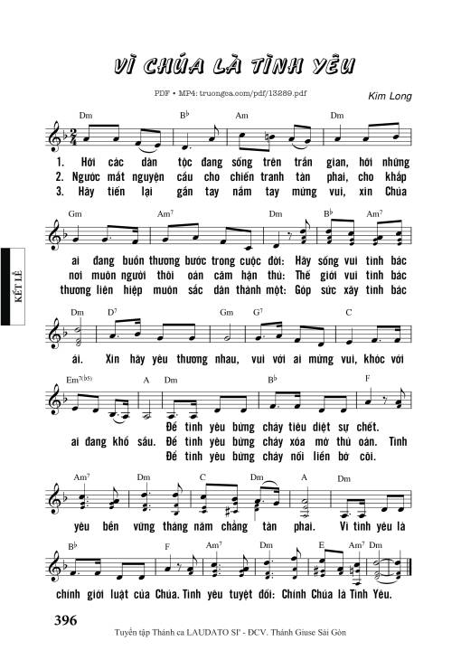 Sheet nhạc PDF bài Vì Chúa Là Tình Yêu