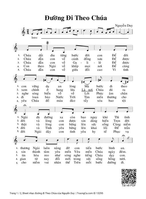 Sheet nhạc PDF bài đường đi Theo Chúa