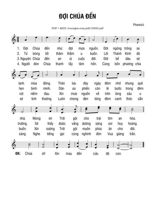 Sheet nhạc PDF bài đợi Chúa đến