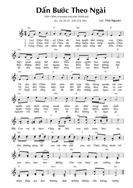 Sheet nhạc PDF bài Dấn Bước Theo Ngài