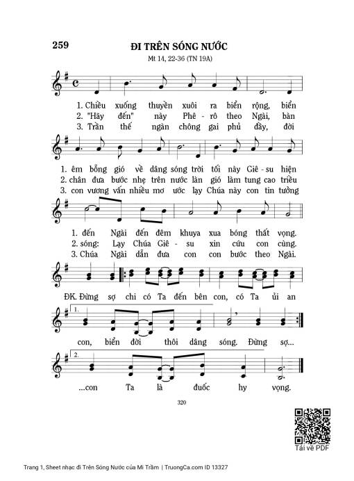 Sheet nhạc PDF bài đi Trên Sóng Nước