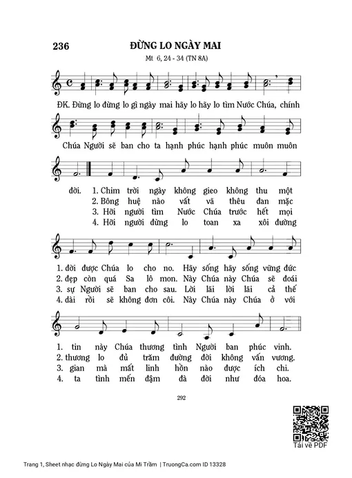 Sheet nhạc PDF bài đừng Lo Ngày Mai