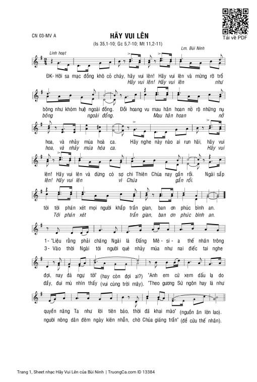 Sheet nhạc PDF bài Hãy Vui Lên - Bùi Ninh