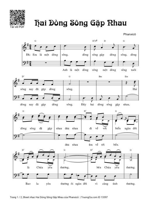 Sheet nhạc PDF bài Hai Dòng Sông Gặp Nhau