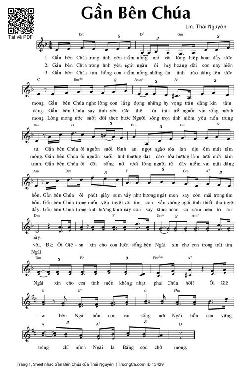 Sheet nhạc PDF bài Gần Bên Chúa