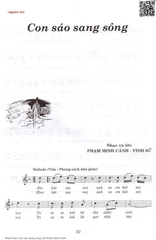 Sheet nhạc PDF bài Con sáo sang sông