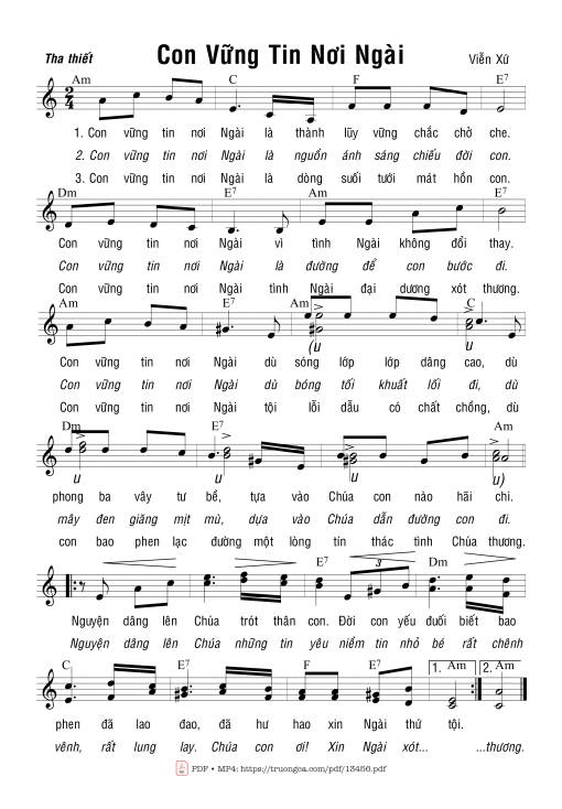 Sheet nhạc PDF bài Con Vững Tin Nơi Ngài
