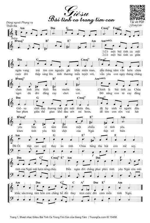 Sheet nhạc PDF bài Giêsu Bài Tình Ca Trong Tim Con