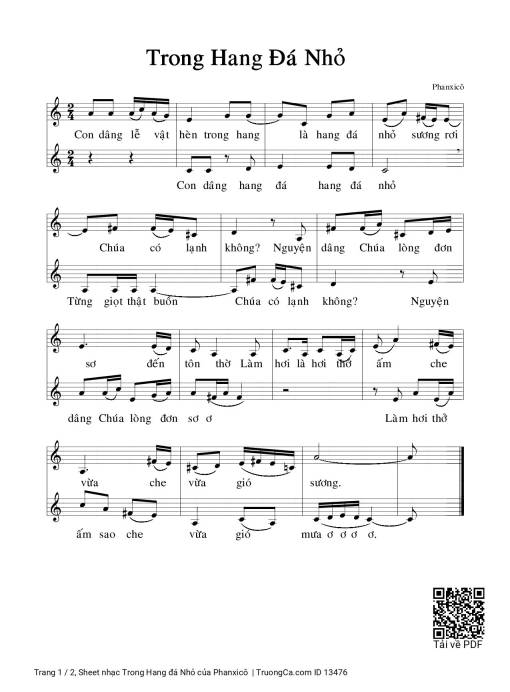 Sheet nhạc PDF bài Trong Hang đá Nhỏ