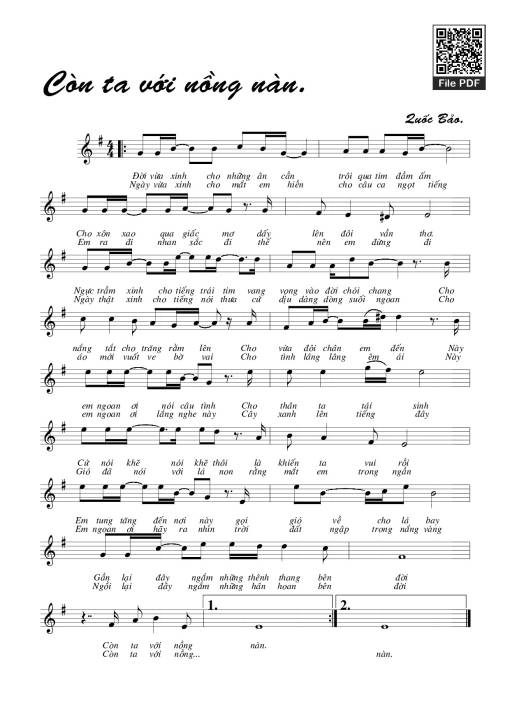Sheet nhạc PDF bài Còn ta với nồng nàn