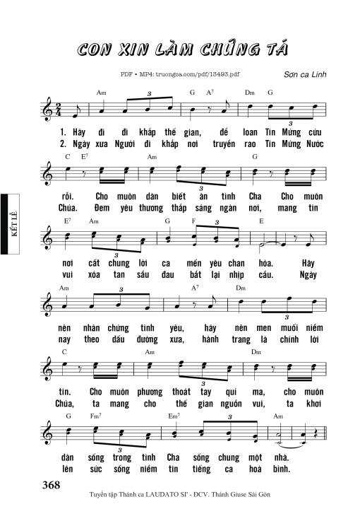 Sheet nhạc PDF bài Con Xin Làm Chứng Tá